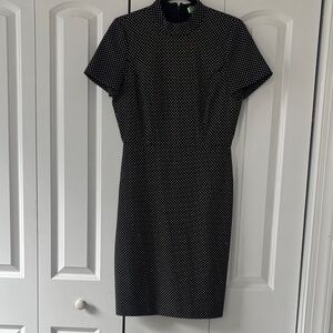 J. Crew White and Metallic Gold Polka Dot Jacquard Dress in Size 6
